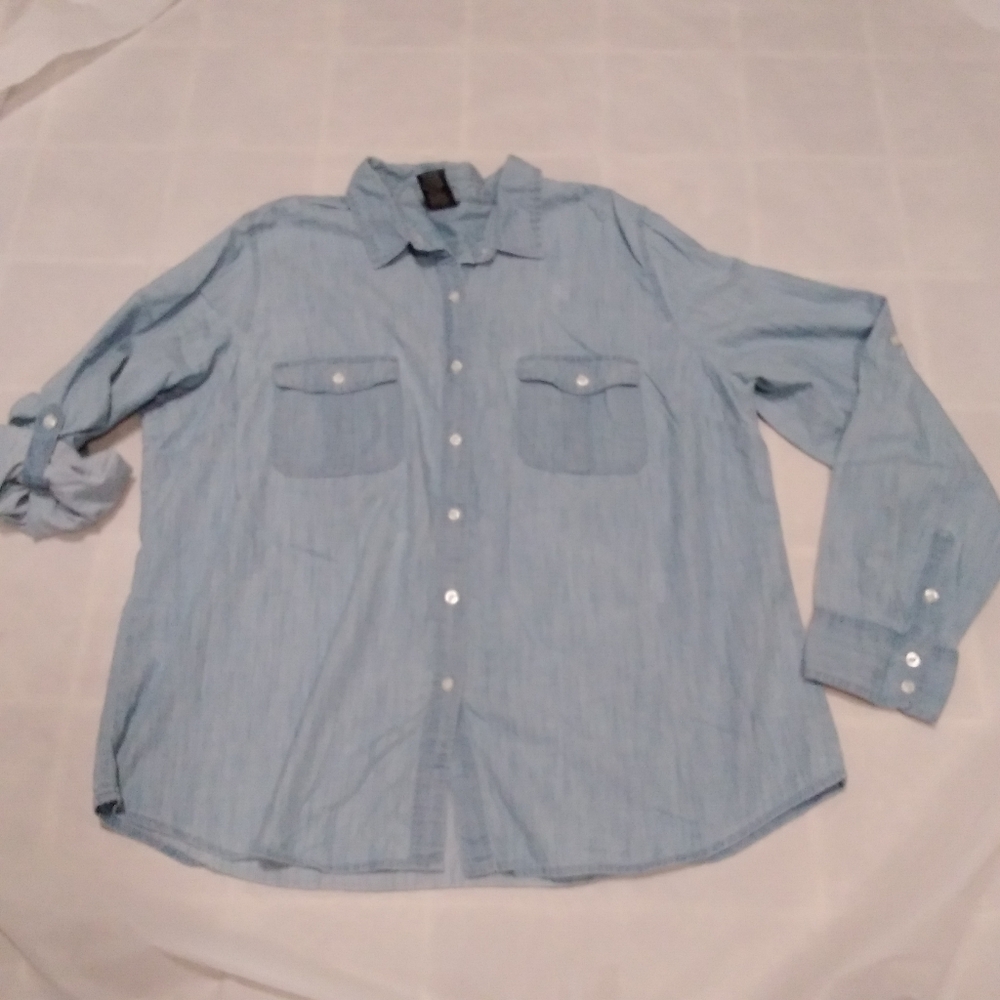 Faded Glory Roll Sleeve Button Up XXL